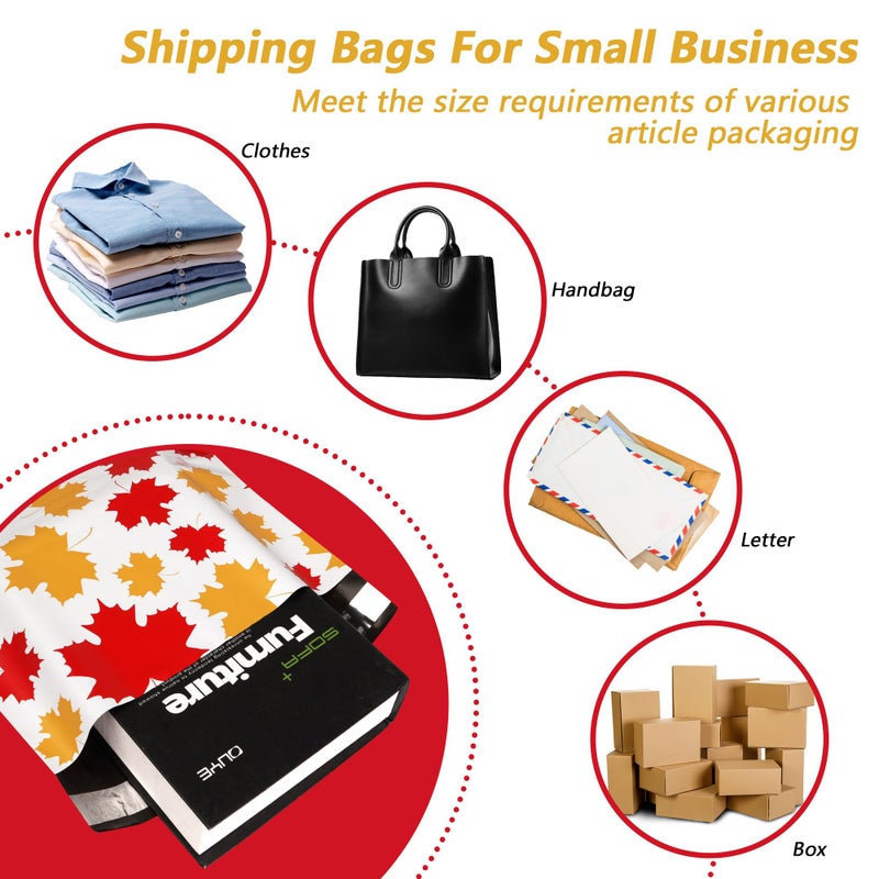 Vapulcio Poly Mailers 10x13 Inch 100 Pcs - Maple Leaf printed Shipping Bags, 2.4mil Thickness, Waterproof and Tear Resistant Mailing Envelopes, Self-Sealing Packaging Bags for Small Business - Image 5